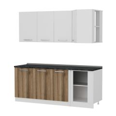 Minar 200Cm Köşe Mutfak Dolabı - Beyaz/Dore K200-D1