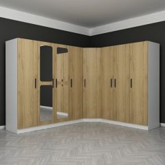 Kale 8 Kapaklı Aynalı 4Ç Köşe Dolap - Dore