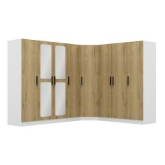 Kale 8 Kapaklı Aynalı 4Ç Köşe Dolap - Dore