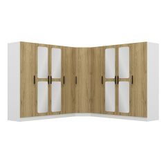 Kale 9 Kapaklı Aynalı 4Ç Köşe Dolap - Dore