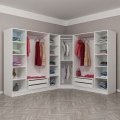 Minar Kale190 8 Kapaklı 4Ç Köşe Dolap Beyaz Mebran