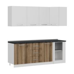 Minar 215Cm Köşe Mutfak Dolabı - Beyaz/Dore K215-D2