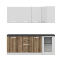 Minar 215Cm Köşe Mutfak Dolabı - Beyaz/Dore K215-D2