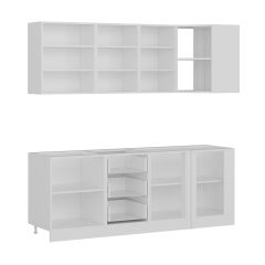 Minar 215Cm Köşe Mutfak Dolabı - Beyaz/Dore K215-D2