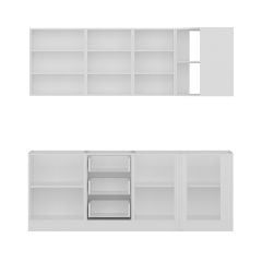 Minar 215Cm Köşe Mutfak Dolabı - Beyaz/Dore K215-D2