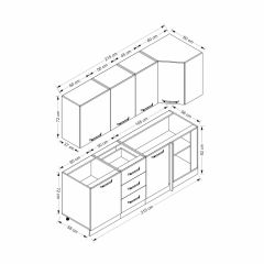 Minar 215Cm Köşe Mutfak Dolabı - Beyaz/Dore K215-D2