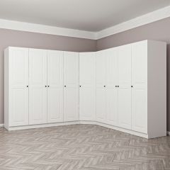 Minar Kale190 9 Kapaklı 4Ç Köşe Dolap Beyaz Mebran