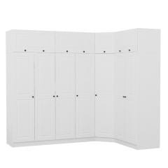 Minar Kale190 7 Kapaklı 2Ç Köşe Dolap + Yüklük Beyaz Mebran