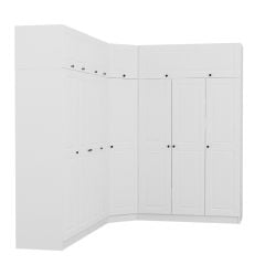 Minar Kale190 8 Kapaklı 4Ç Köşe Dolap + Yüklük Beyaz Mebran