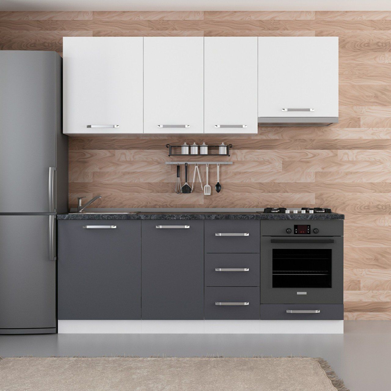 Minar 205 Cm Mutfak Dolabı Beyaz Antrasit 205-A5