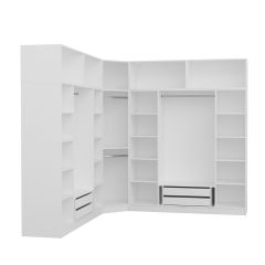 Minar Kale190 9 Kapaklı 4Ç Köşe Dolap + Yüklük Beyaz Mebran