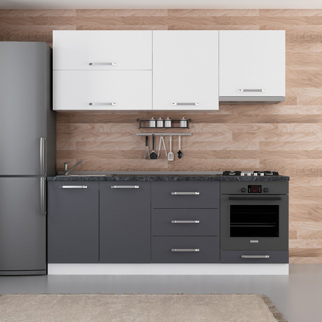 Minar 210 Cm Mutfak Dolabı Beyaz Antrasit 210-A5