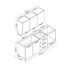 Minar 210 Cm Mutfak Dolabı Beyaz Antrasit 210-A6