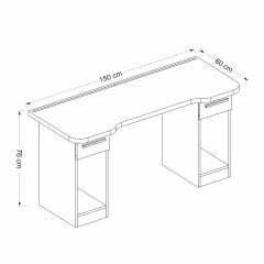 Phoenix 2 Çekmeceli Oyuncu Masası RGB Led Işıklı - Set 2