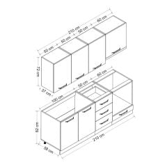 Minar 210 Cm Mutfak Dolabı Beyaz Antrasit 210-A8