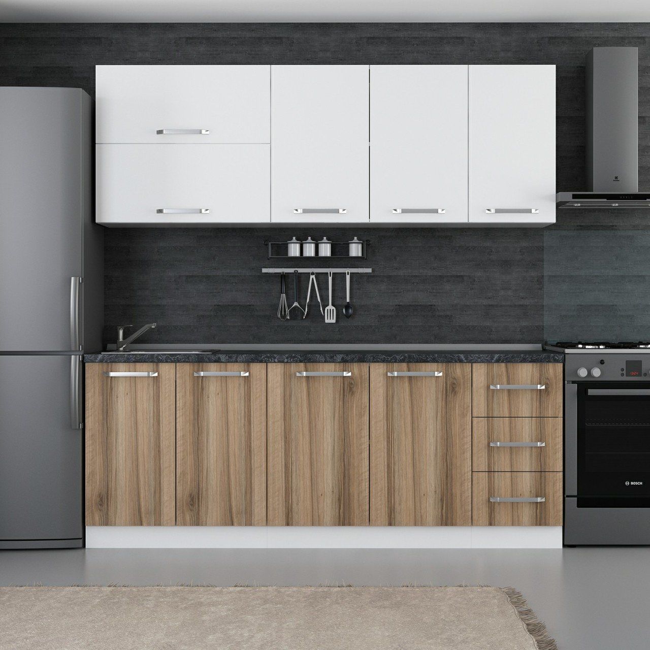 Minar 210 Cm Mutfak Dolabı Beyaz Dore 210-D2