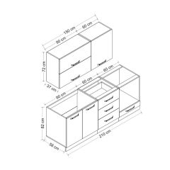 Minar 210 Cm Mutfak Dolabı Beyaz Dore 210-D3