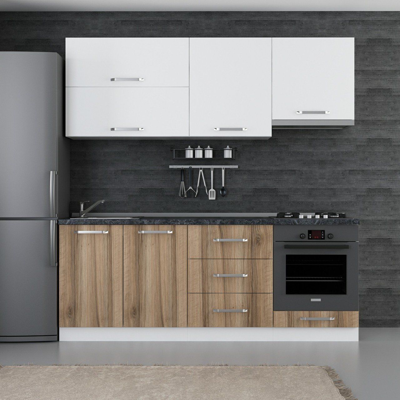 Minar 210 Cm Mutfak Dolabı Beyaz Dore 210-D5