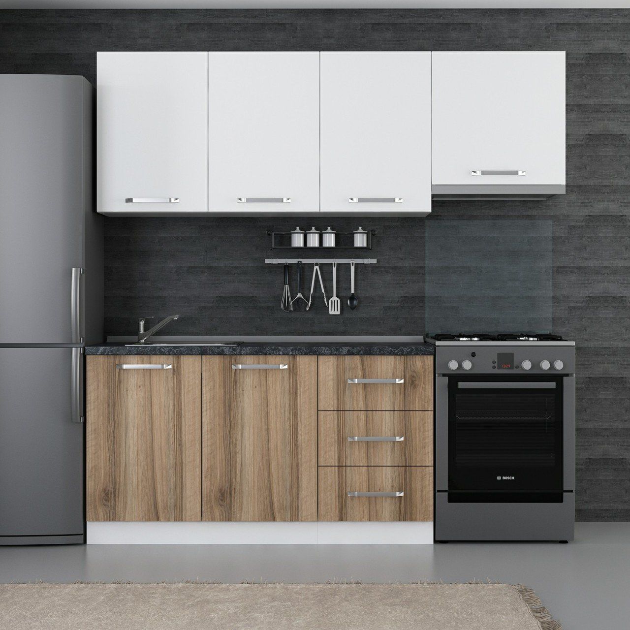 Minar 210 Cm Mutfak Dolabı Beyaz Dore 210-D7