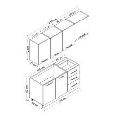Minar 210 Cm Mutfak Dolabı Beyaz Dore 210-D7