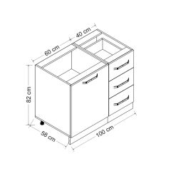 Minar 100 Cm Mutfak Dolabı Beyaz 100-B1-Alt Modül