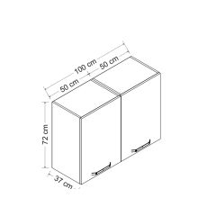 Minar 100 Cm Mutfak Dolabı Beyaz 100-B2-Üst Modül