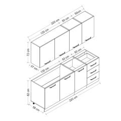 Minar 220 Cm Mutfak Dolabı Beyaz Antrasit 220-A1