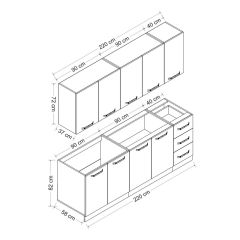 Minar 220 Cm Mutfak Dolabı Beyaz Antrasit 220-A3
