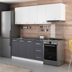 Minar 220 Cm Mutfak Dolabı Beyaz Antrasit 220-A5