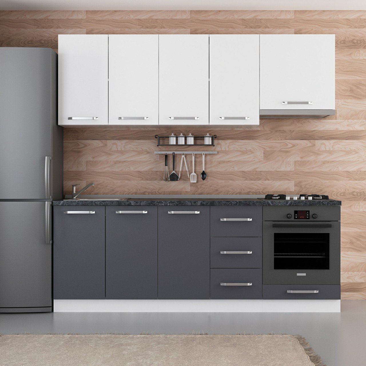 Minar 220 Cm Mutfak Dolabı Beyaz Antrasit 220-A6