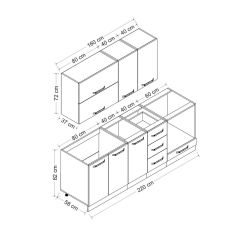 Minar 220 Cm Mutfak Dolabı Beyaz Antrasit 220-A7