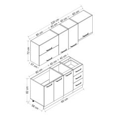 Minar 220 Cm Mutfak Dolabı Beyaz Antrasit 220-A8