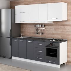 Minar 220 Cm Mutfak Dolabı Beyaz Antrasit 220-A9