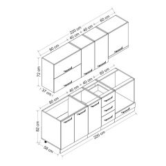 Minar 220 Cm Mutfak Dolabı Beyaz Antrasit 220-A9