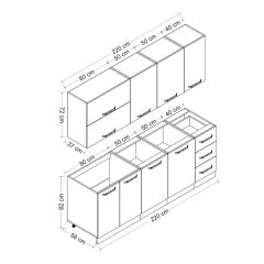 Minar 220 Cm Mutfak Dolabı Beyaz Dore 220-D2