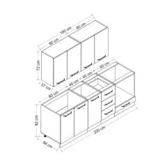 Minar 220 Cm Mutfak Dolabı Beyaz Dore 220-D4