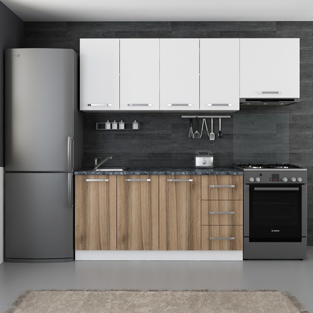 Minar 220 Cm Mutfak Dolabı Beyaz Dore 220-D5