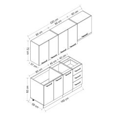 Minar 220 Cm Mutfak Dolabı Beyaz Dore 220-D5