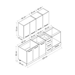 Minar 225 Cm Mutfak Dolabı Beyaz 225-B6