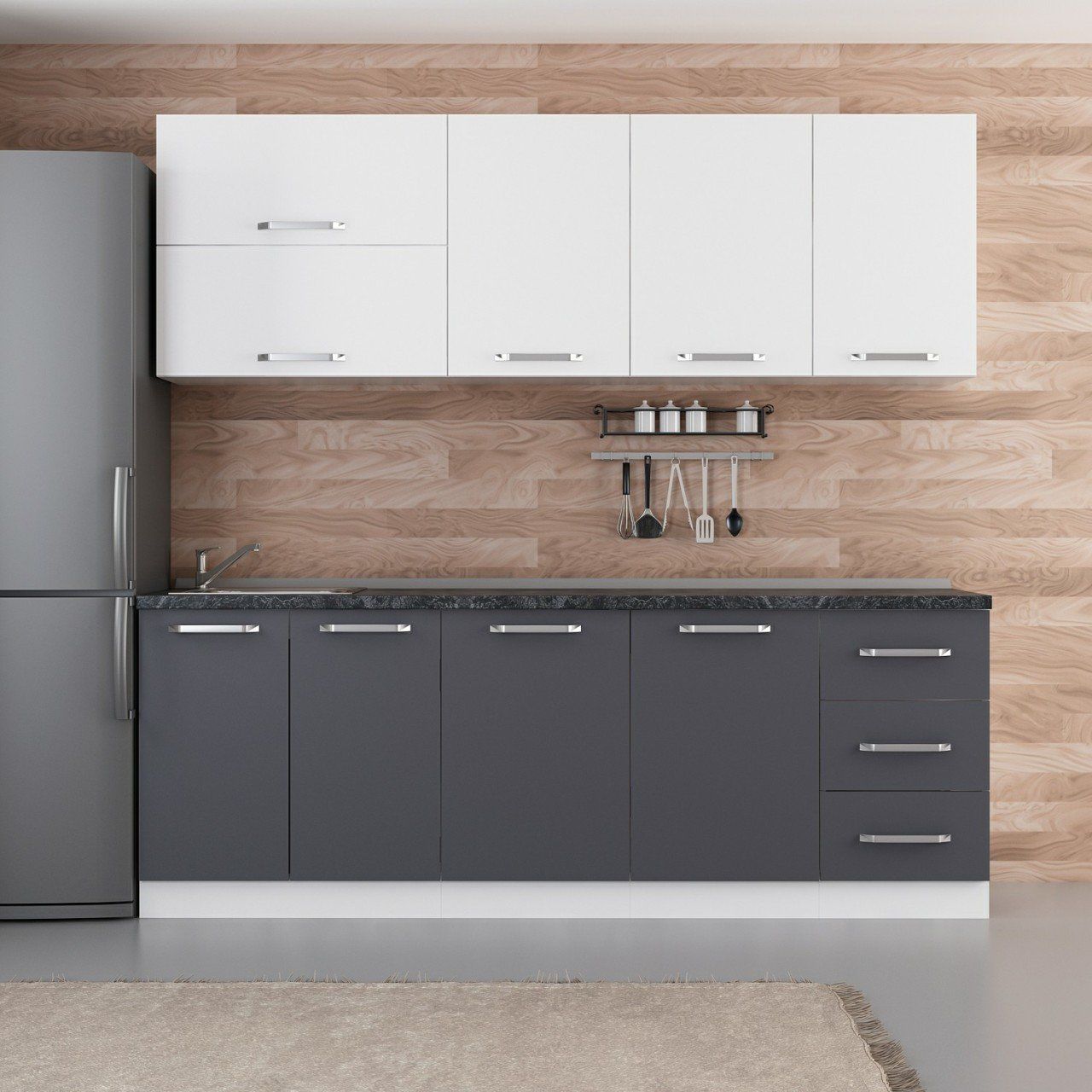 Minar 225 Cm Mutfak Dolabı Beyaz Antrasit 225-A1