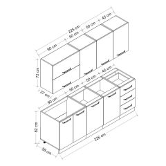 Minar 225 Cm Mutfak Dolabı Beyaz Antrasit 225-A1