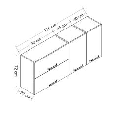 Minar 175 Cm Mutfak Dolabı Beyaz 175-B2-Üst Modül