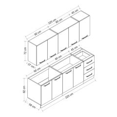 Minar 225 Cm Mutfak Dolabı Beyaz Antrasit 225-A2