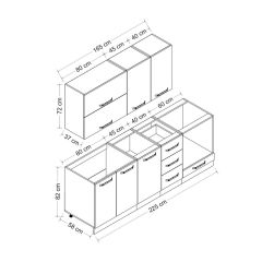 Minar 225 Cm Mutfak Dolabı Beyaz Antrasit 225-A3