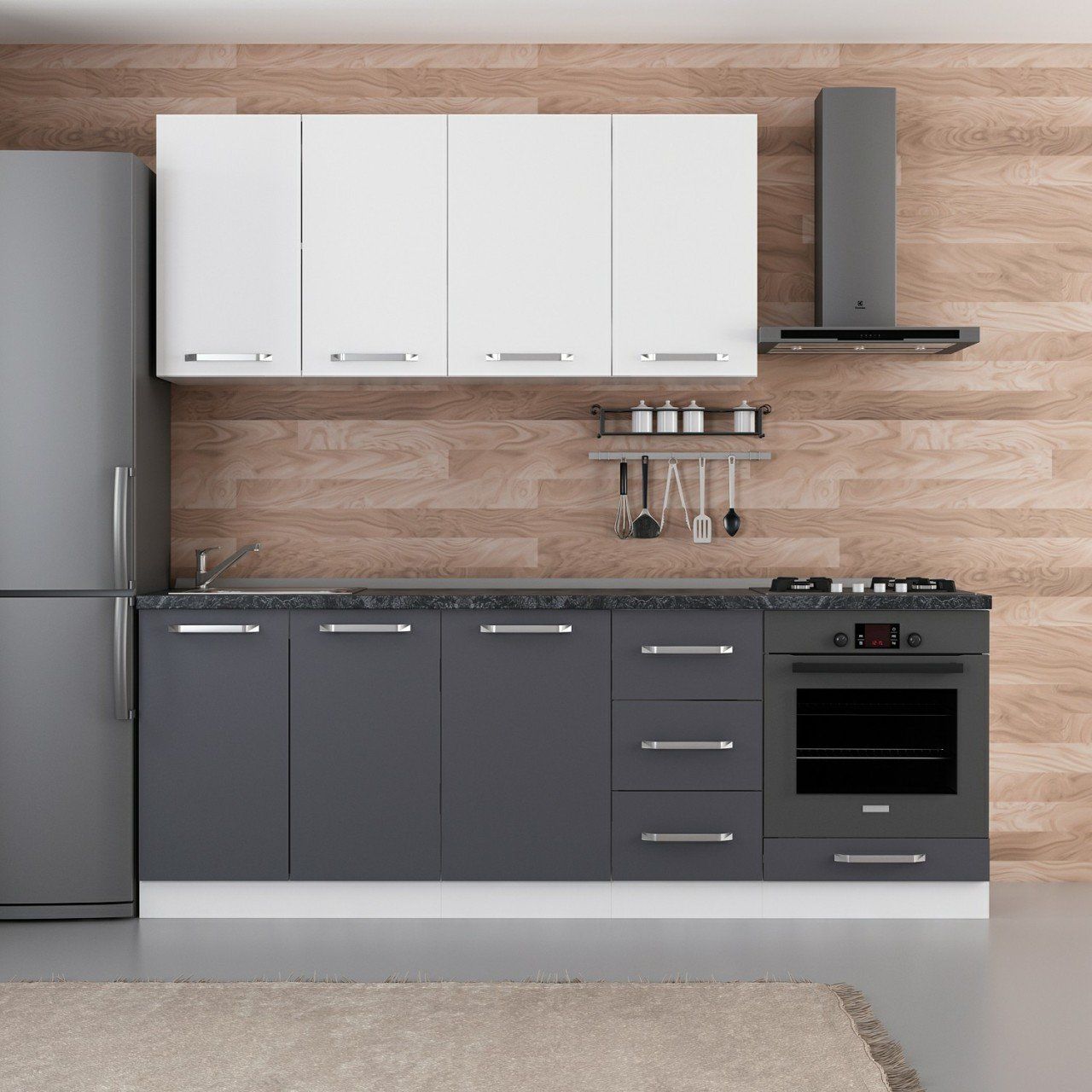 Minar 225 Cm Mutfak Dolabı Beyaz Antrasit 225-A6