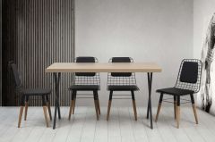 Brayn Yemek Masası Takımı Artisan Ahşap Ayk. Tel Sand. Siyah 4 Ad.