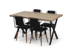 Brayn Yemek Masası Takımı Artisan Ahşap Ayk. Tel Sand. Siyah 4 Ad.