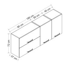 Minar 185 Cm Mutfak Dolabı Beyaz 185-B2-Üst Modül