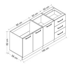Minar 190 Cm Mutfak Dolabı Beyaz 190-B1-Alt Modül