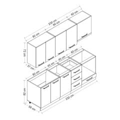 Minar 230 Cm Mutfak Dolabı Beyaz 230-B8